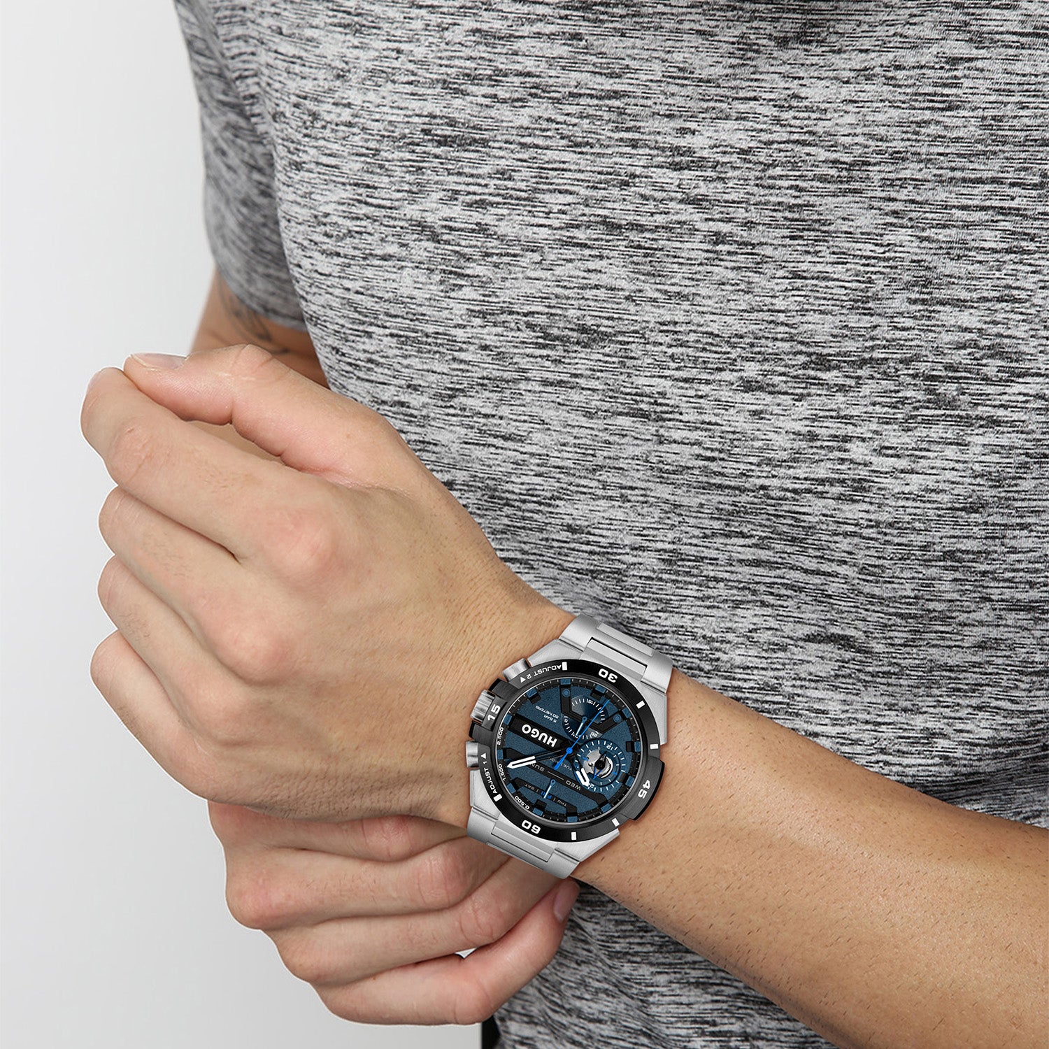 Hugo Boss Heren Horloge HU1530337 46 mm Zilverkleurig