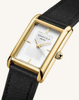 Rosefield horloge HWBLG-H06 Heirloom Modern White Dial Gold Black Leather - PansiteNederland.nl