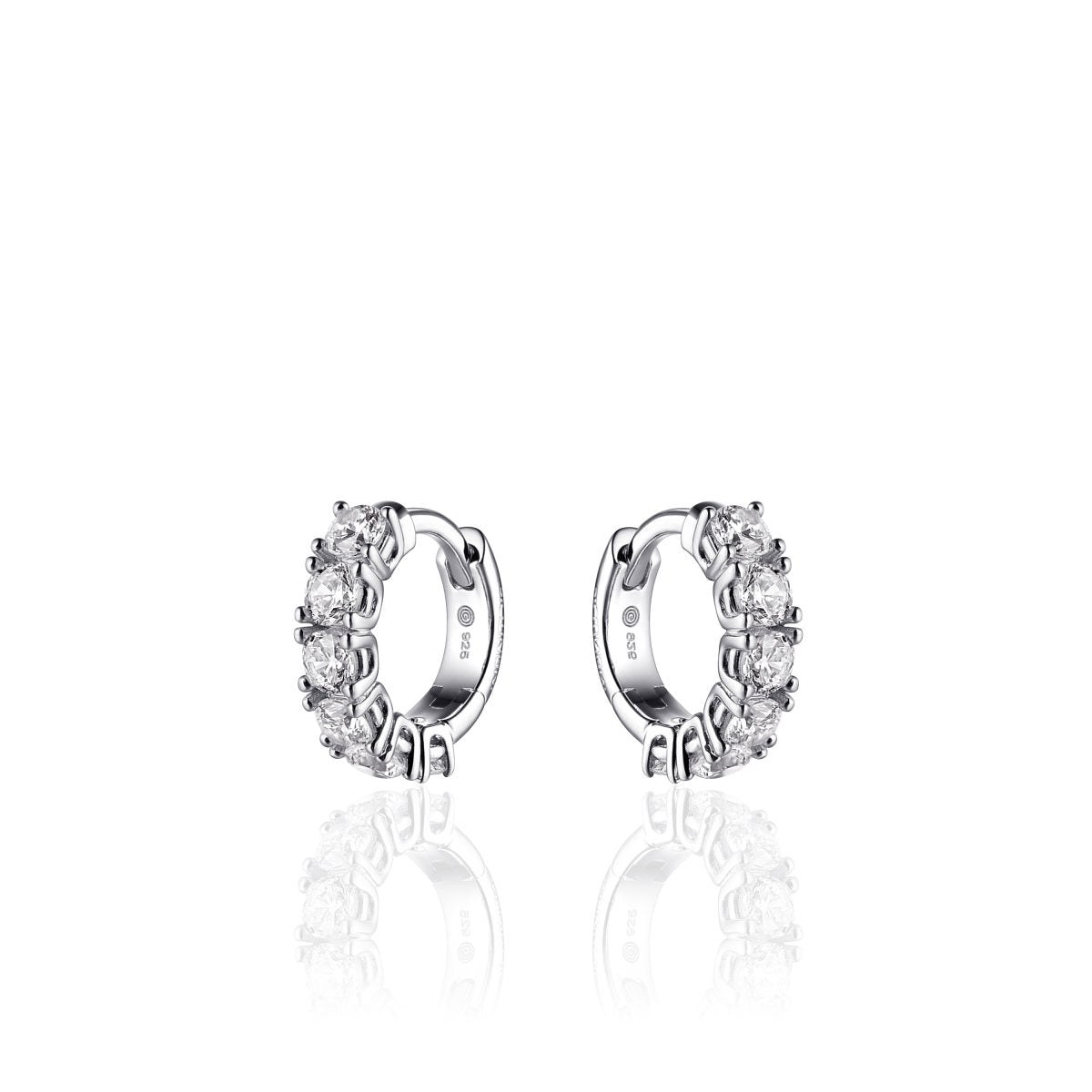 Gisser Oorbellen Zilver Gerhodineerd Zirkonia Wit – I02E001