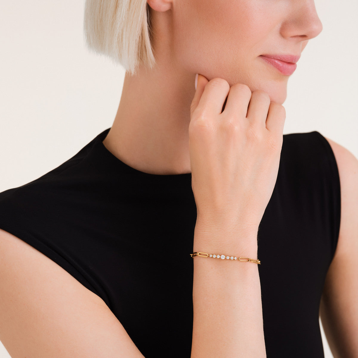 Rosefield Armband Graduated Crystal Bar Paperclip JBCBG-J1023 Goudkleurig