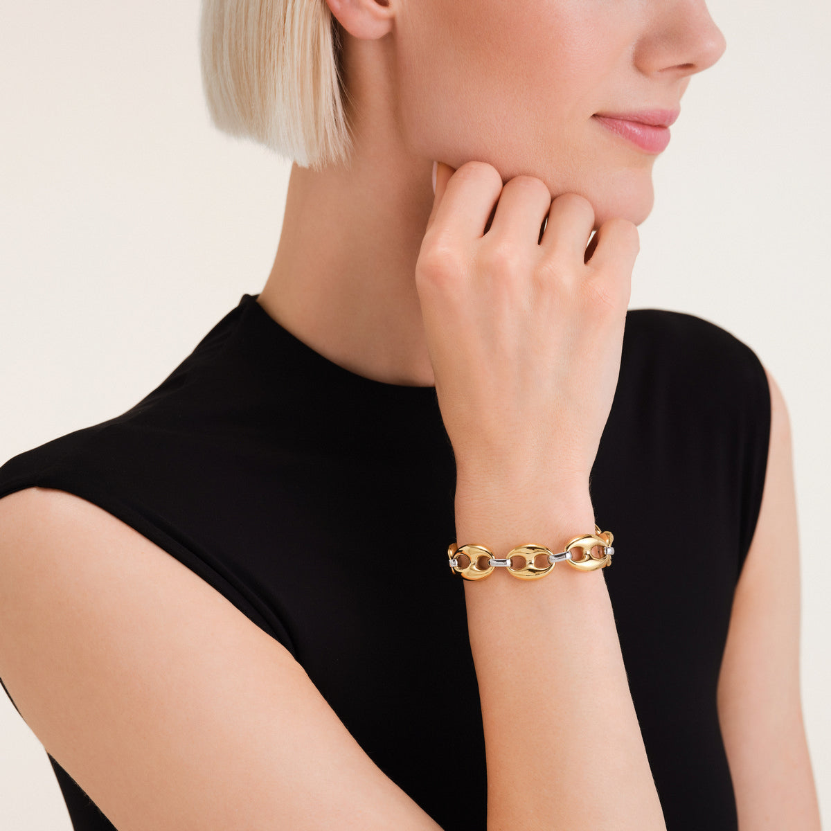 Rosefield Armband Coffee Bean Duotone JBCDD-J1053 Zilver-Goud Duo