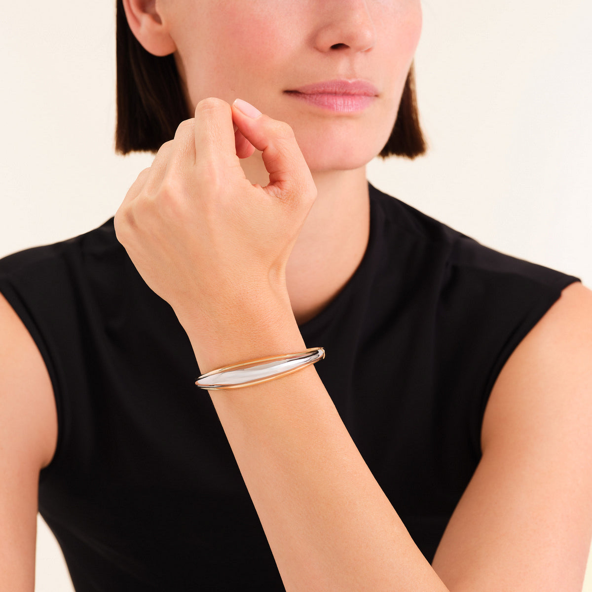 Rosefield Armband Dome Duotone JBDBD-J1218 Zilver-Goud Duo