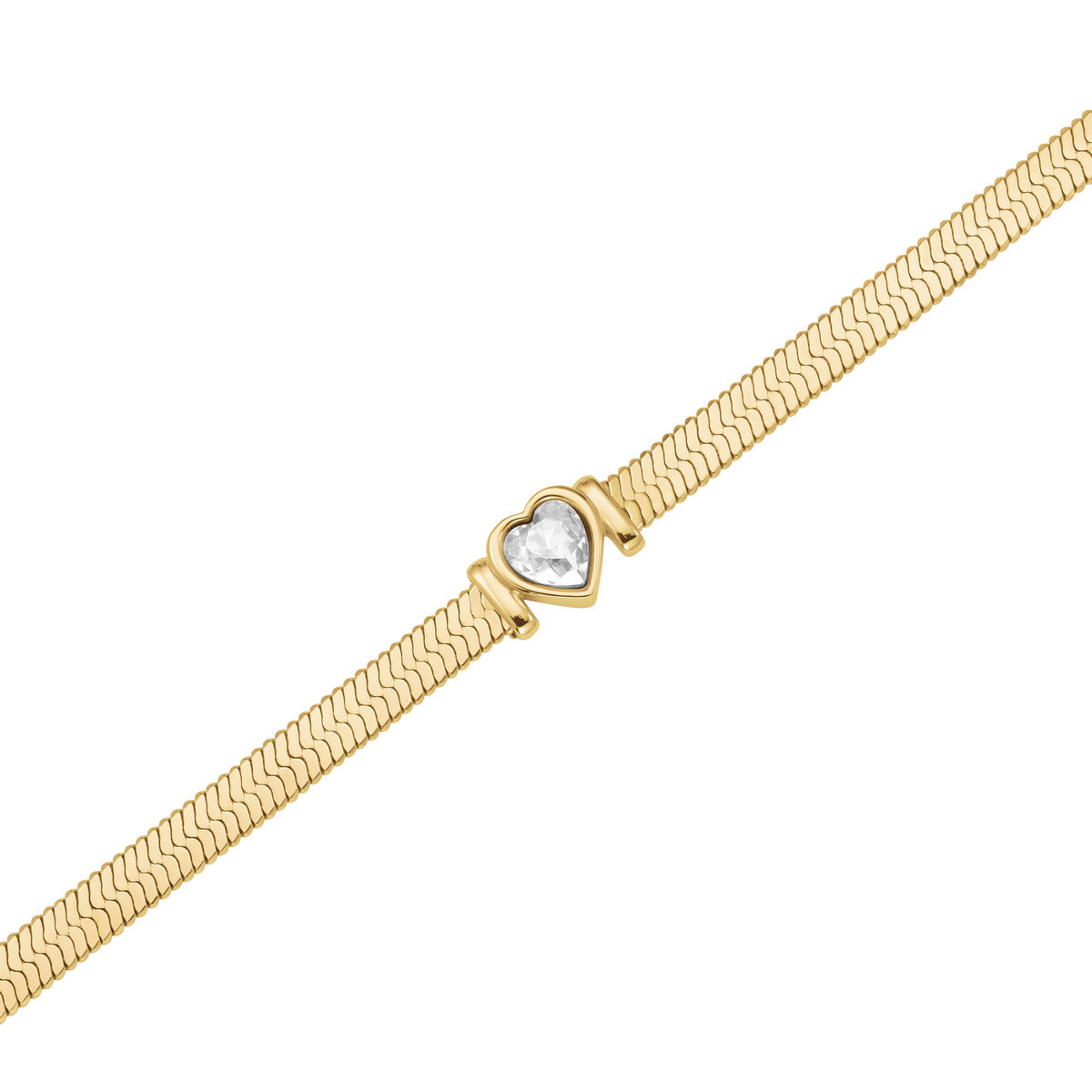 Rosefield Armband Snake Heart Bracelet White Crystal JBSWG-J1010 Goudkleurig