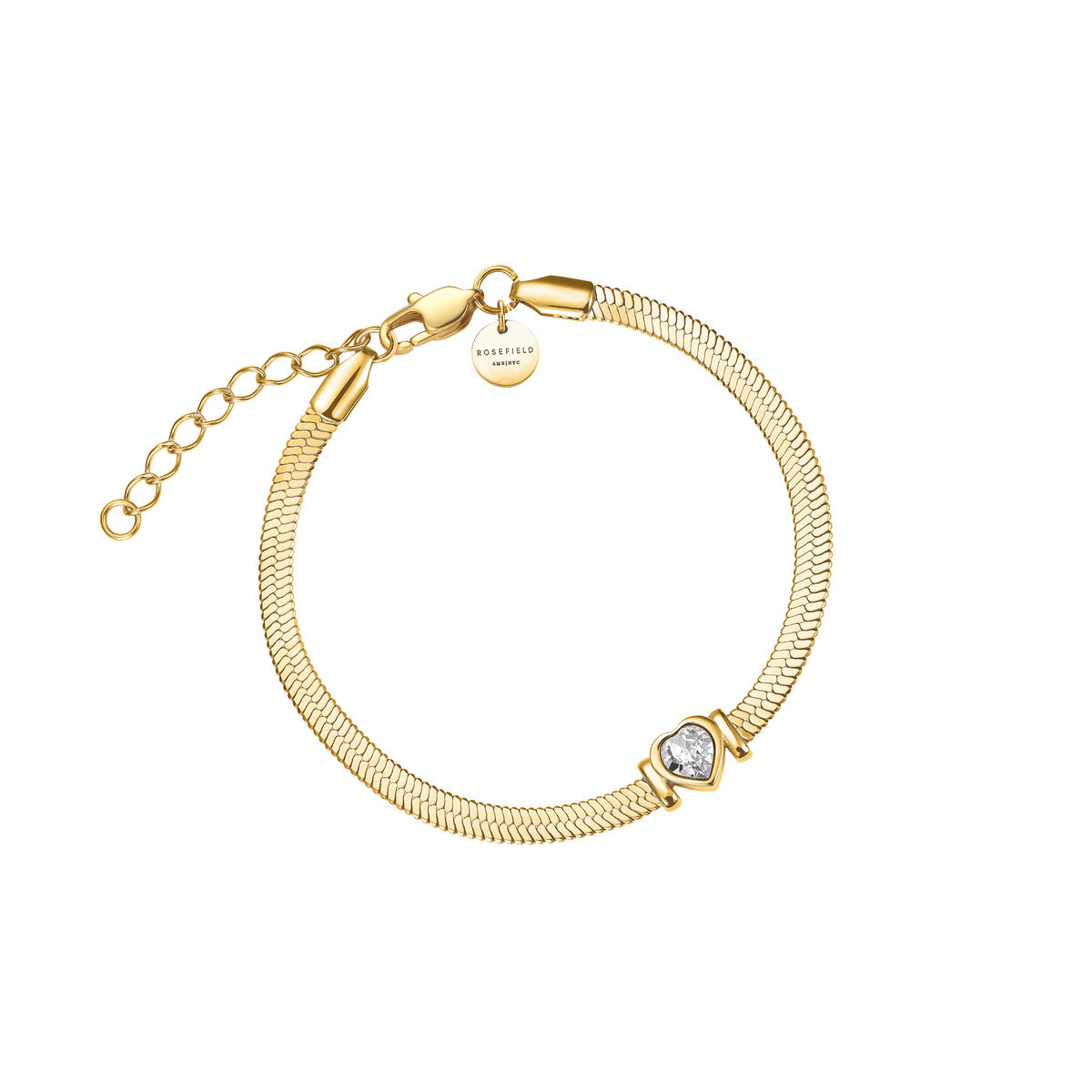 Rosefield Armband Snake Heart Bracelet White Crystal JBSWG-J1010 Goudkleurig