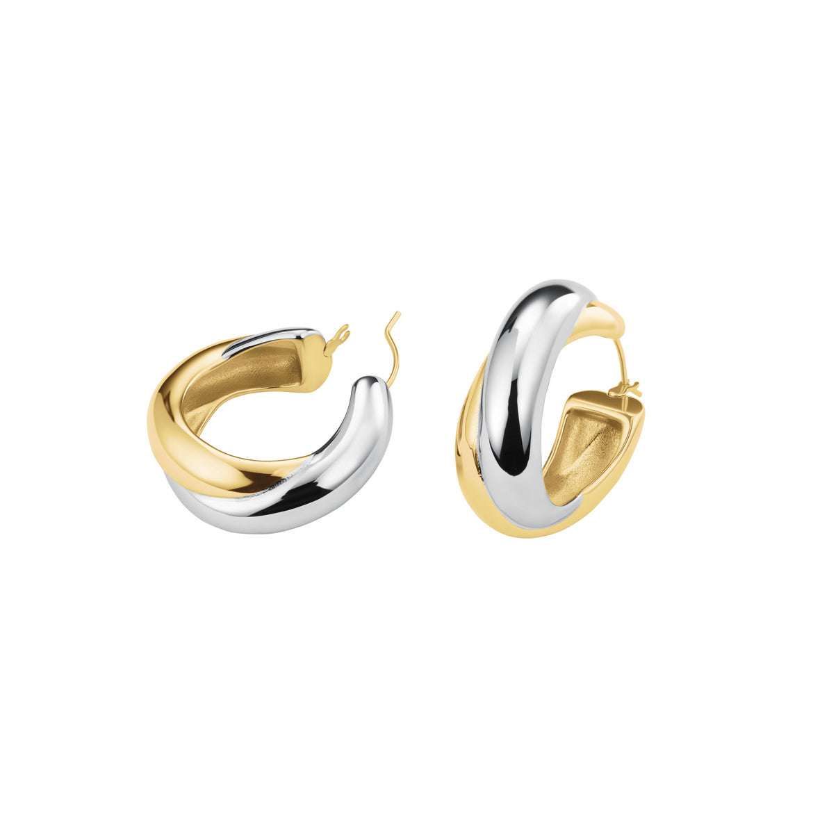 Rosefield Oorbellen Duotone Crossed Hoops JEDCD-J978 Zilver-Goud Duo
