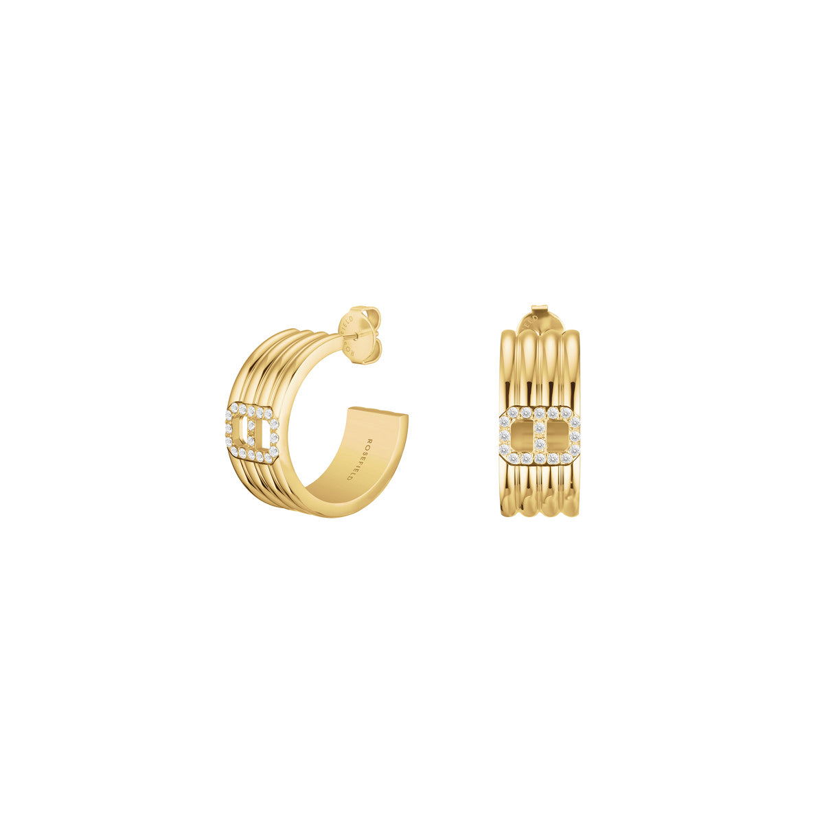 Rosefield Oorbellen Fine Octagon Striped Hoops JEOSG-J1181 Zilverkleurig