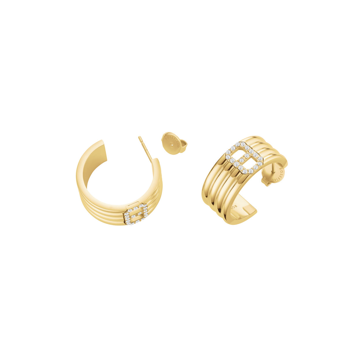 Rosefield Oorbellen Fine Octagon Striped Hoops JEOSG-J1181 Zilverkleurig
