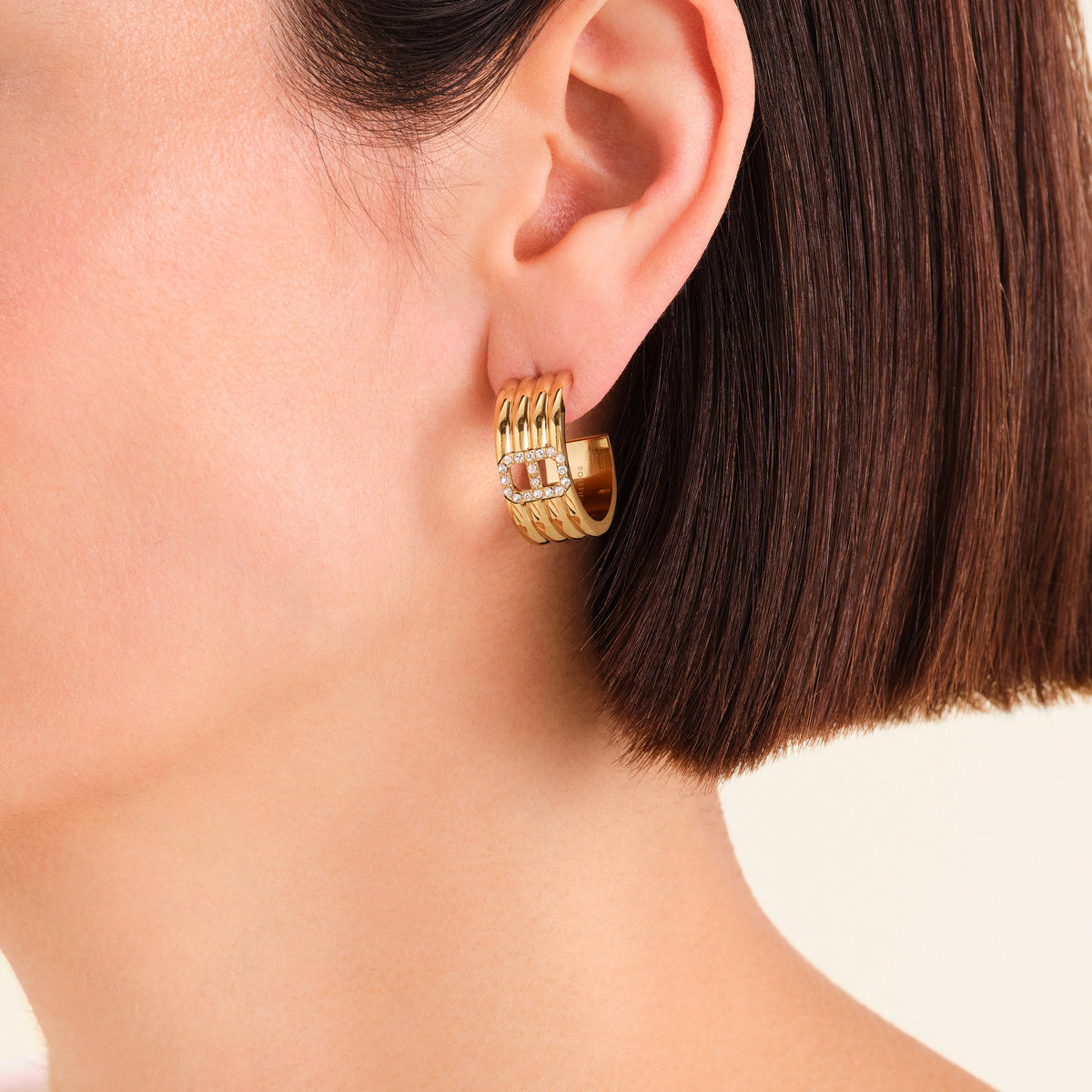 Rosefield Oorbellen Fine Octagon Striped Hoops JEOSG-J1181 Zilverkleurig