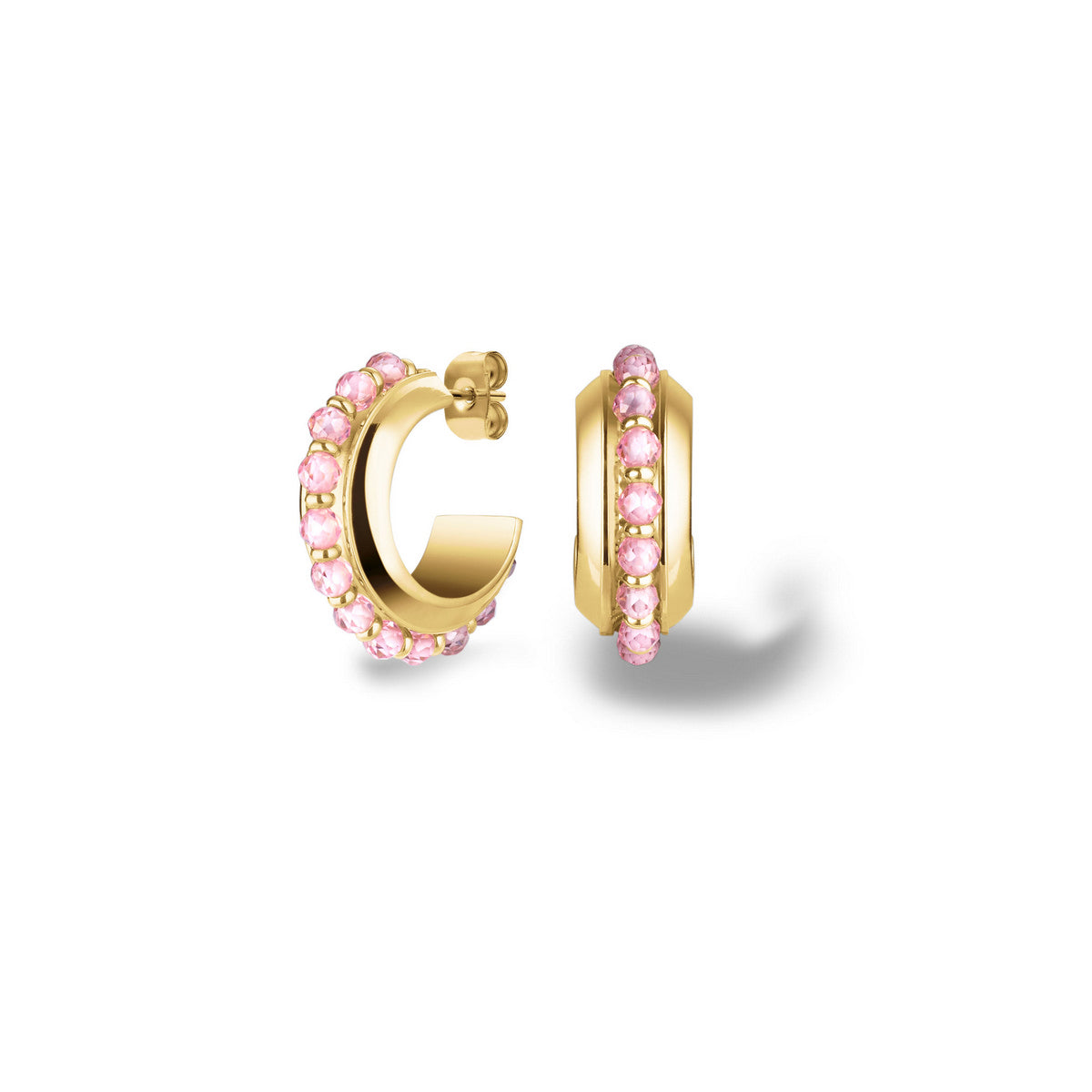 Rosefield Oorbellen Pink Beads JEPBG-J817 Goudkleurig