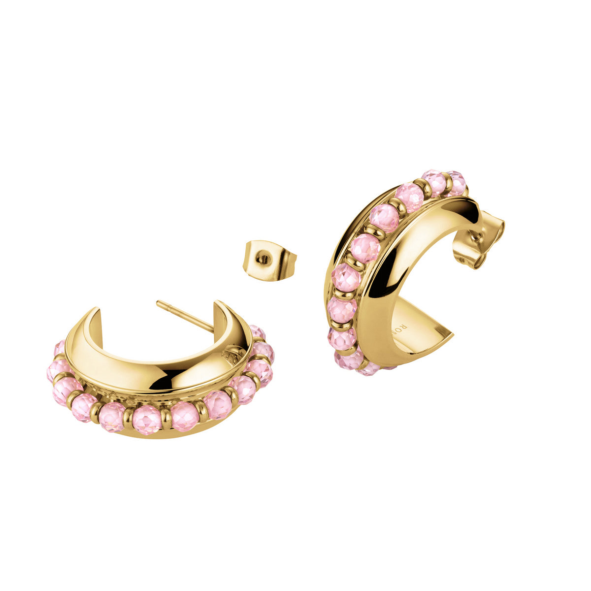 Rosefield Oorbellen Pink Beads JEPBG-J817 Goudkleurig