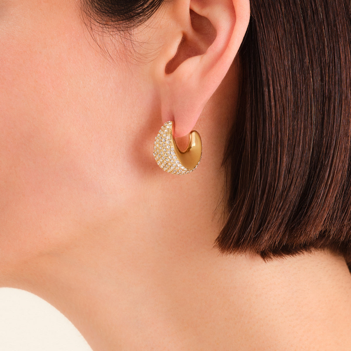 Rosefield Oorbellen Pavé Half Moon Hoops JEPMG-J1224 Goudkleurig