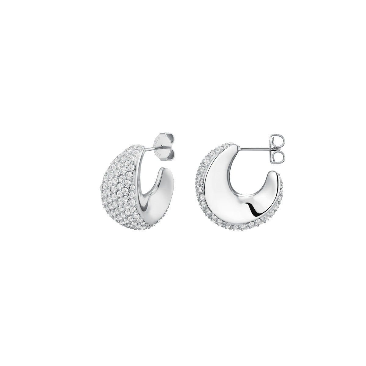 Rosefield Oorbellen Pavé Half Moon Hoops JEPMS-J1225 Zilverkleurig