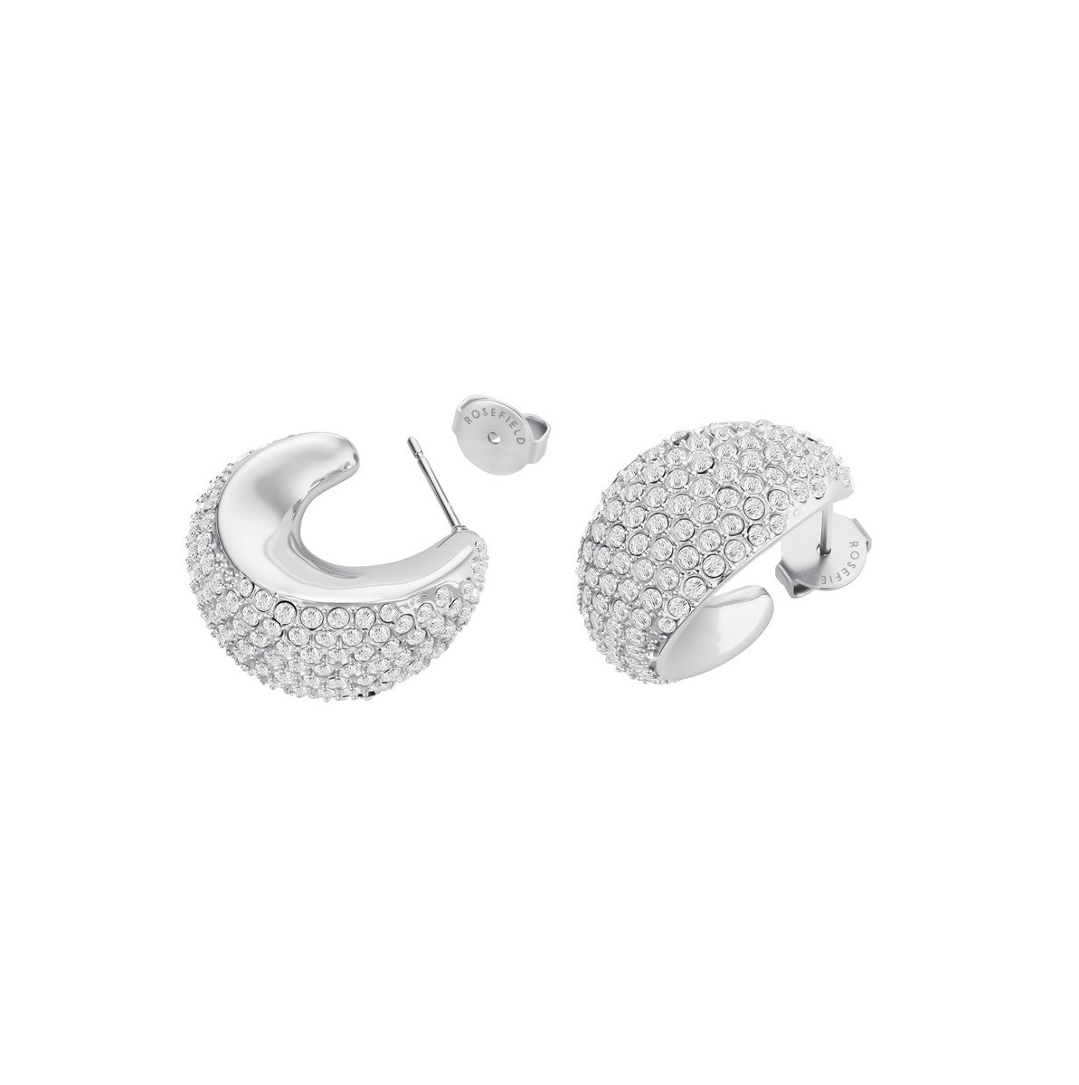 Rosefield Oorbellen Pavé Half Moon Hoops JEPMS-J1225 Zilverkleurig