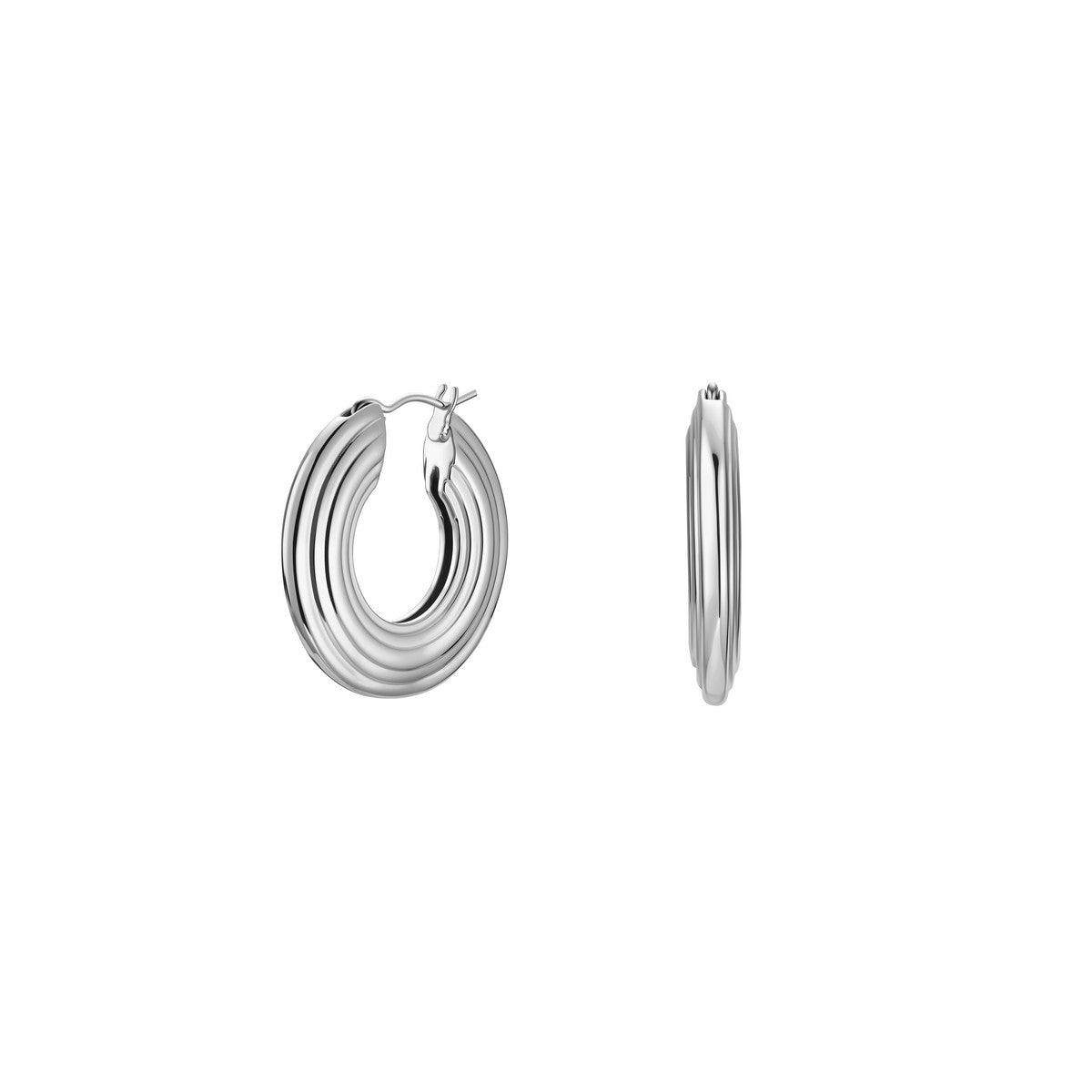 Rosefield Oorbellen Striped Hoops JESHS-J980 Zilverkleurig