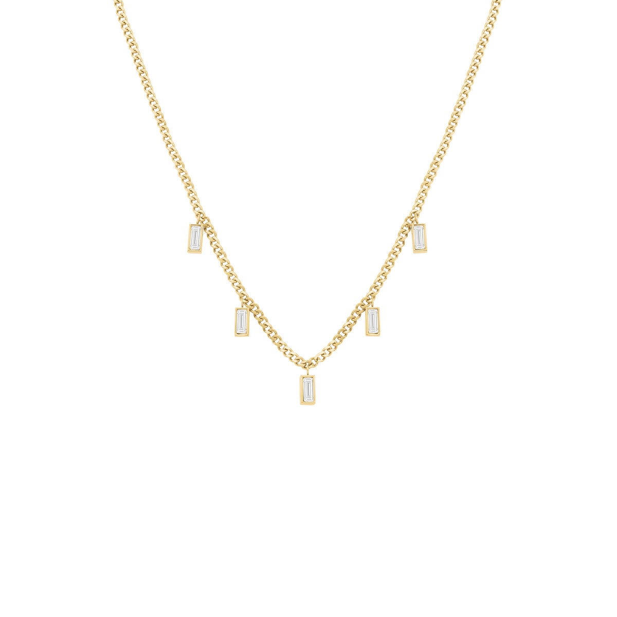 Rosefield Ketting Playful Crystals Baguette Dangling JNCDG-J1176 Goudkleurig