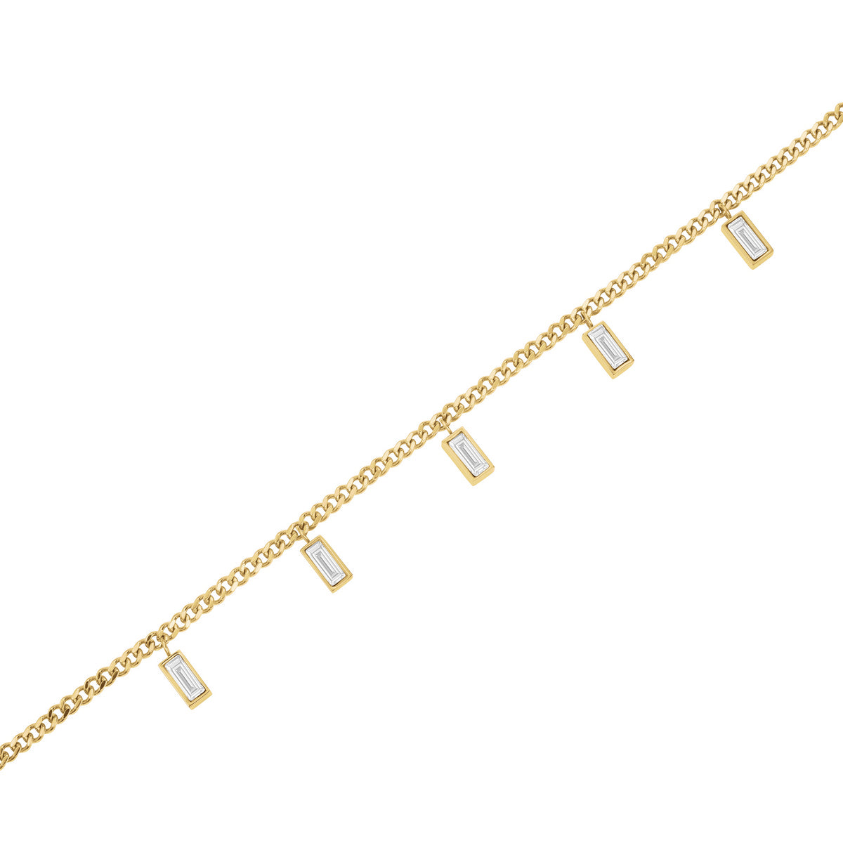 Rosefield Ketting Playful Crystals Baguette Dangling JNCDG-J1176 Goudkleurig