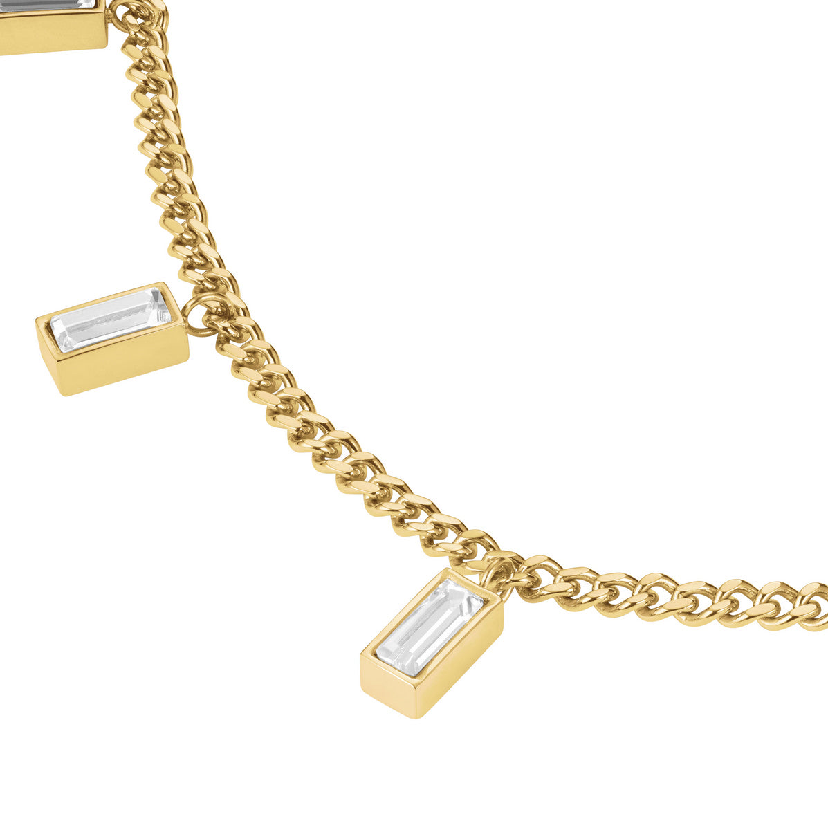 Rosefield Ketting Playful Crystals Baguette Dangling JNCDG-J1176 Goudkleurig