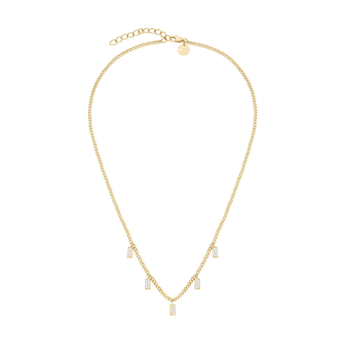 Rosefield Ketting Playful Crystals Baguette Dangling JNCDG-J1176 Goudkleurig