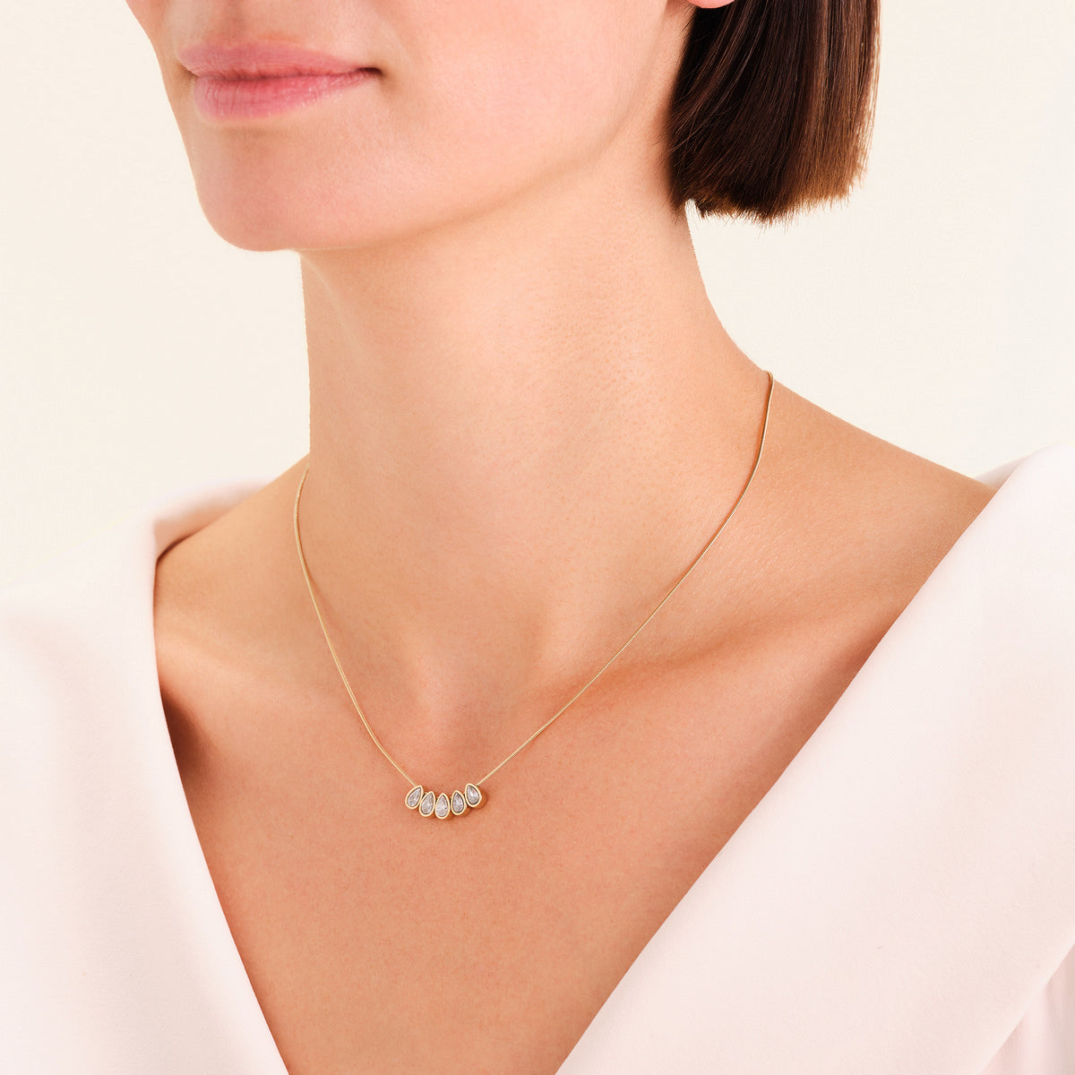 Rosefield Ketting Playful Crystals Multi Drops JNCDG-J1177 Goudkleurig