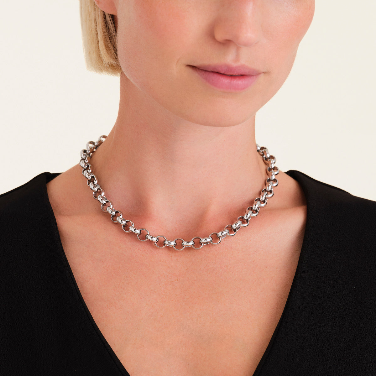 Rosefield Ketting Chunky Roll JNCNS-J895 Zilverkleurig