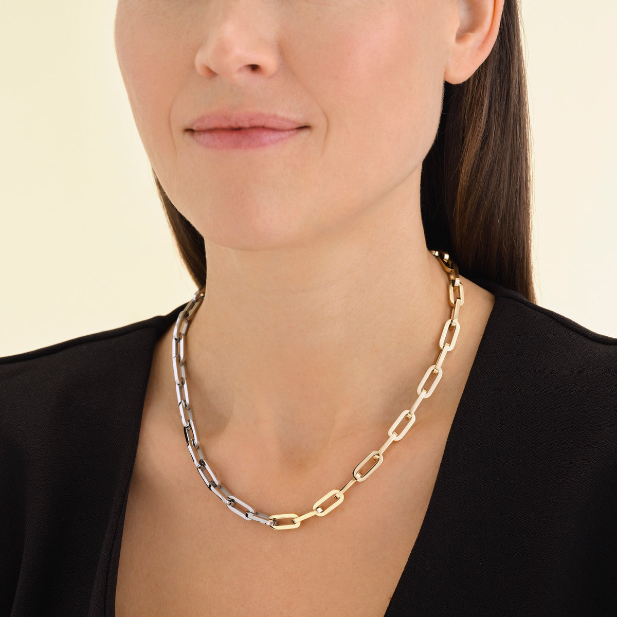 Rosefield Ketting Duotone Chain JNDCG-J707 Zilver-Goud Duo