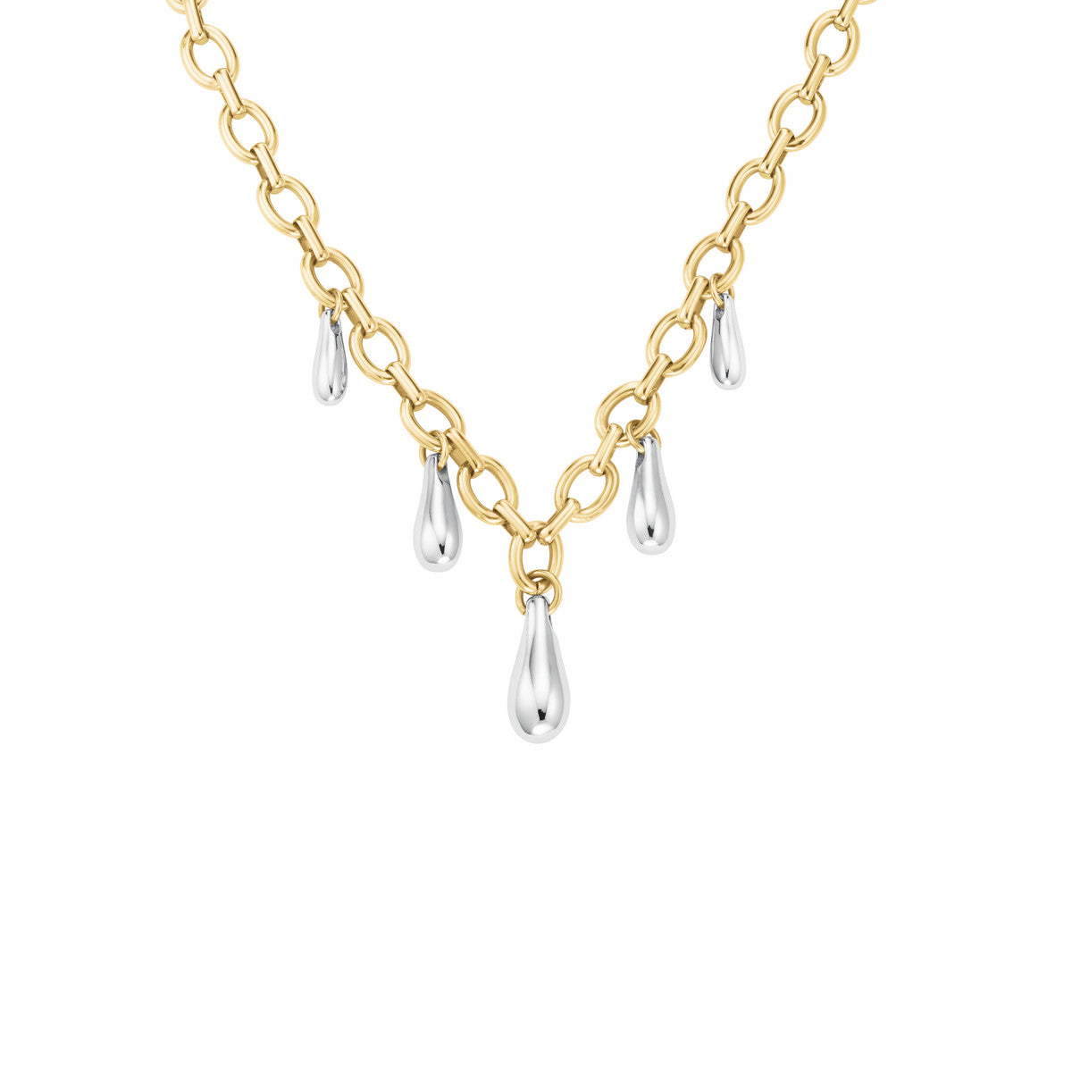 Rosefield Ketting Dome Multi Drop Necklace Duotone JNDMD-J1221 Zilver-Goud Duo
