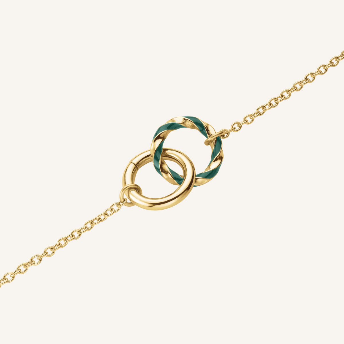 Rosefield Ketting Emerald Duo JNEDG-J714 Gold Emerald Duo