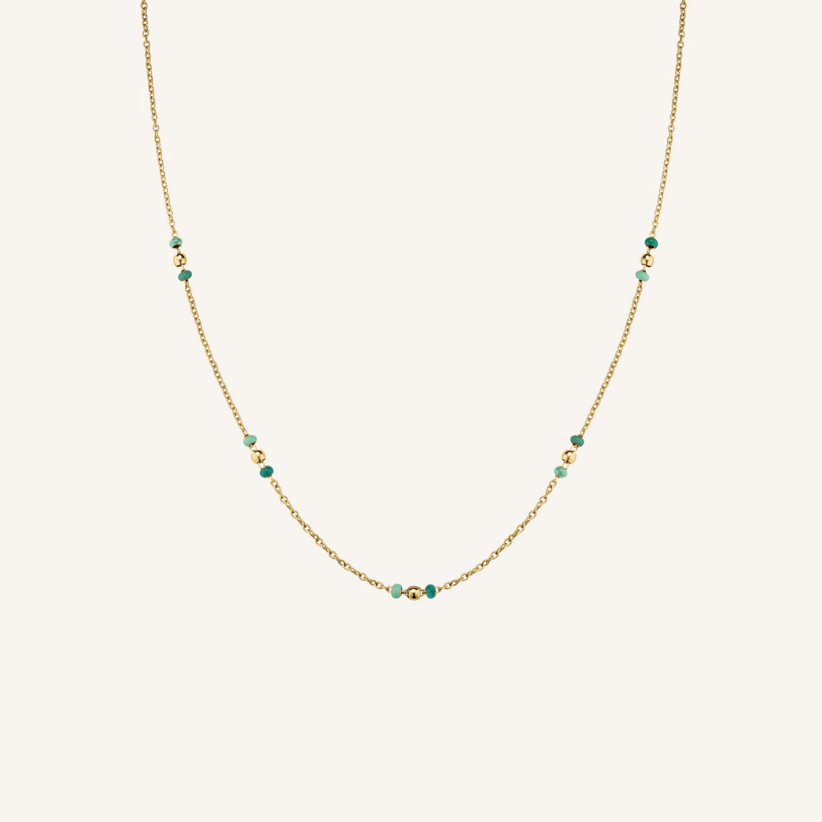 Rosefield Ketting Emerald Dotted JNEDG-J719 Gold Emerald Duo