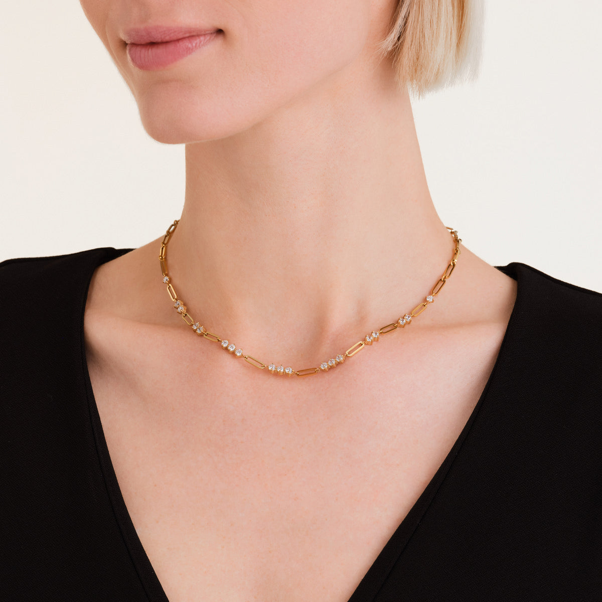 Rosefield Ketting Graduated Crystal JNGCG-J1018 Goudkleurig