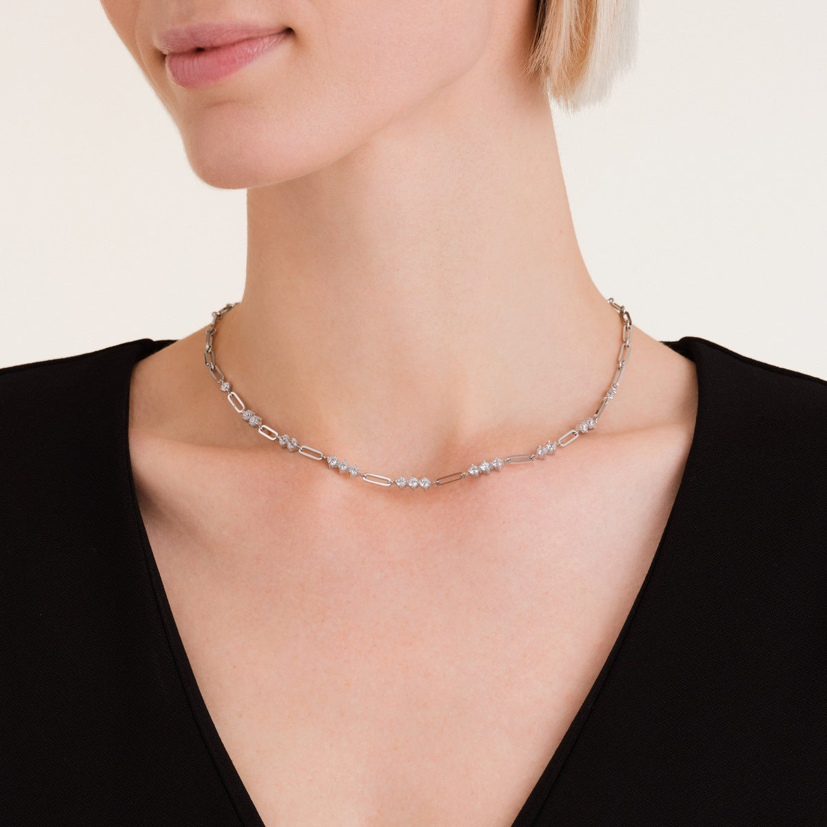 Rosefield Ketting Graduated Crystal JNGCS-J1019 Zilverkleurig