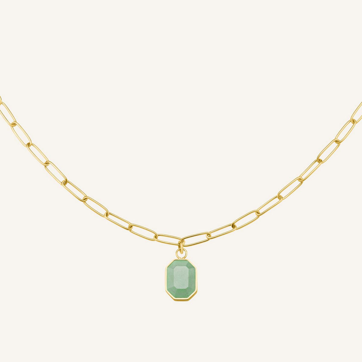 Rosefield Ketting Geometric Gemstone Necklace Jade JNGGG-J664 Goudkleurig