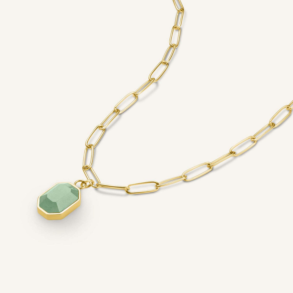Rosefield Ketting Geometric Gemstone Necklace Jade JNGGG-J664 Goudkleurig