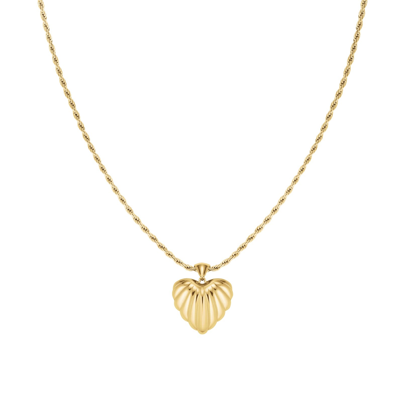 Rosefield Ketting Ridged Heart JNHPG-J1007 Goudkleurig