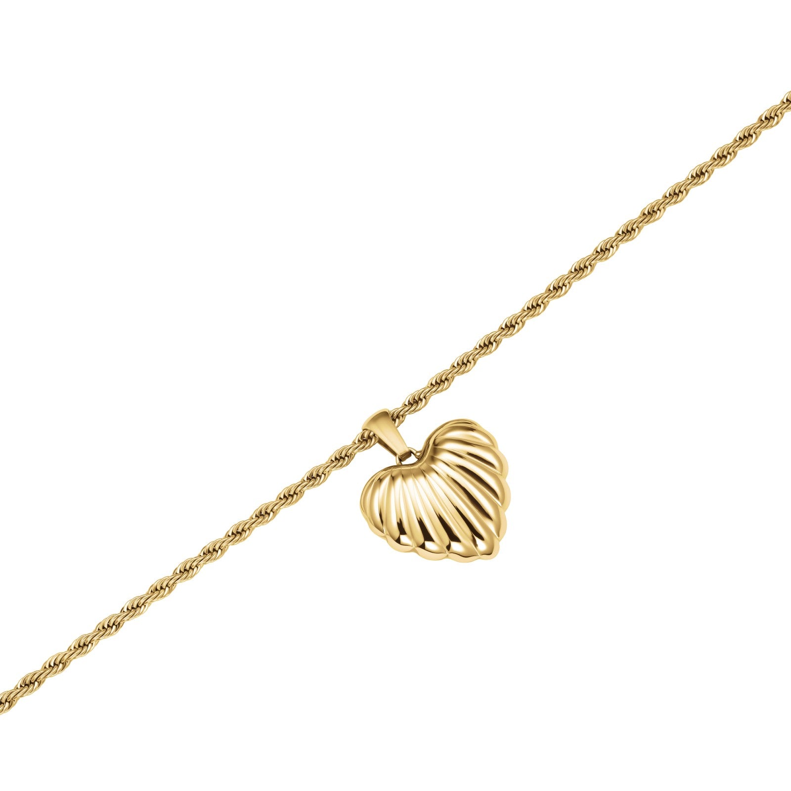 Rosefield Ketting Ridged Heart JNHPG-J1007 Goudkleurig