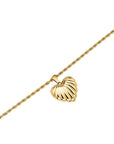 Rosefield Ketting Ridged Heart Pendant Goudkleurig Verguld 14K Goud Stainless Steel Dames - JNHPG-J1007