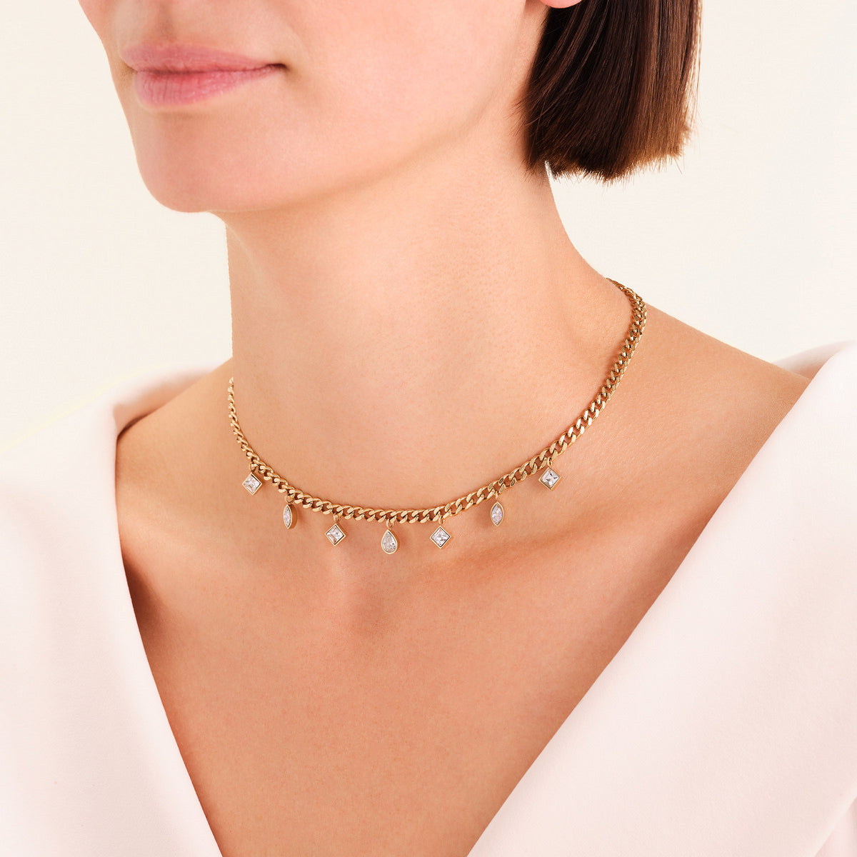 Rosefield Ketting Playful Crystals Multi Stones JNMCG-J1178 Goudkleurig