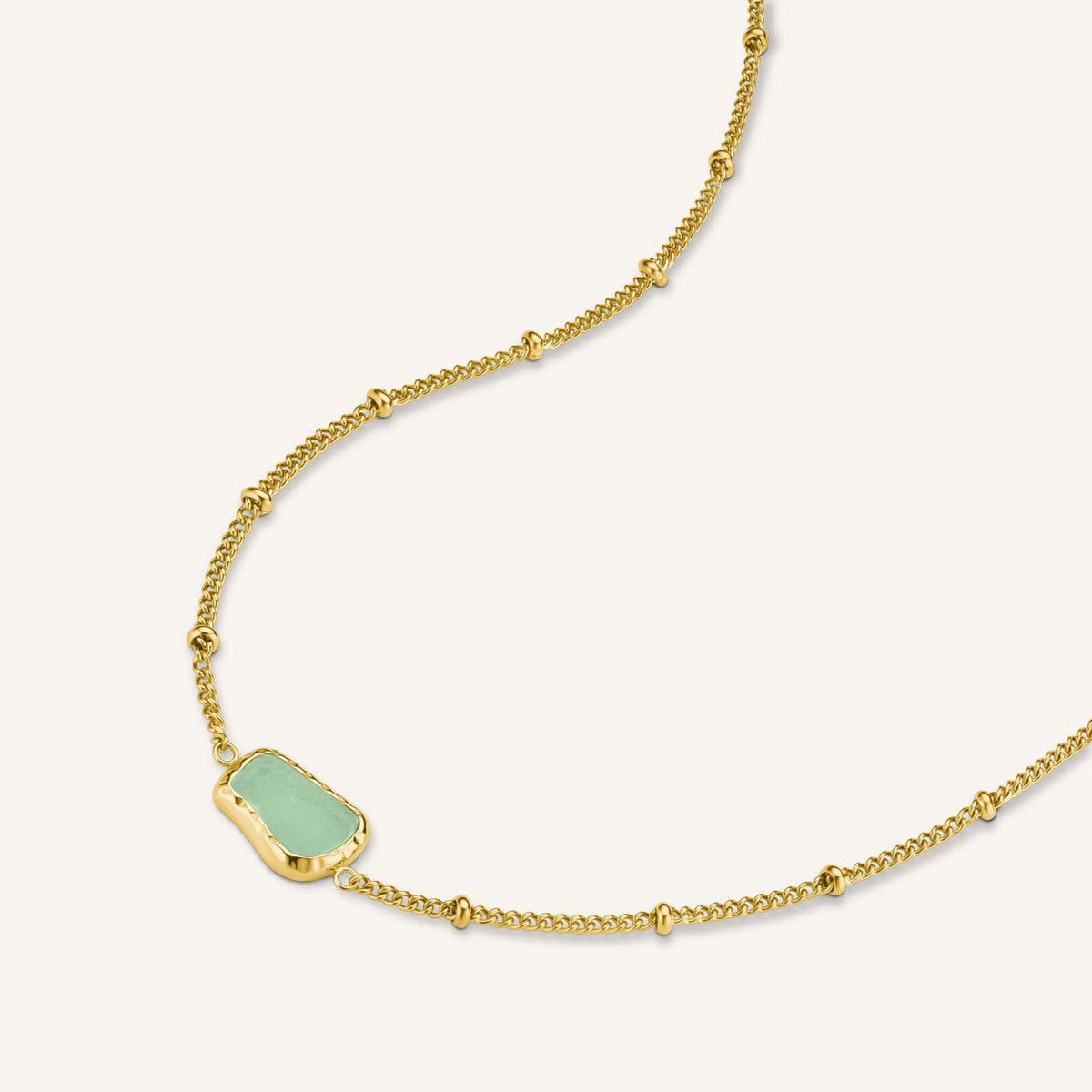 Rosefield Ketting Organic Gemstone Necklace Jade JNOGG-J658 Goudkleurig