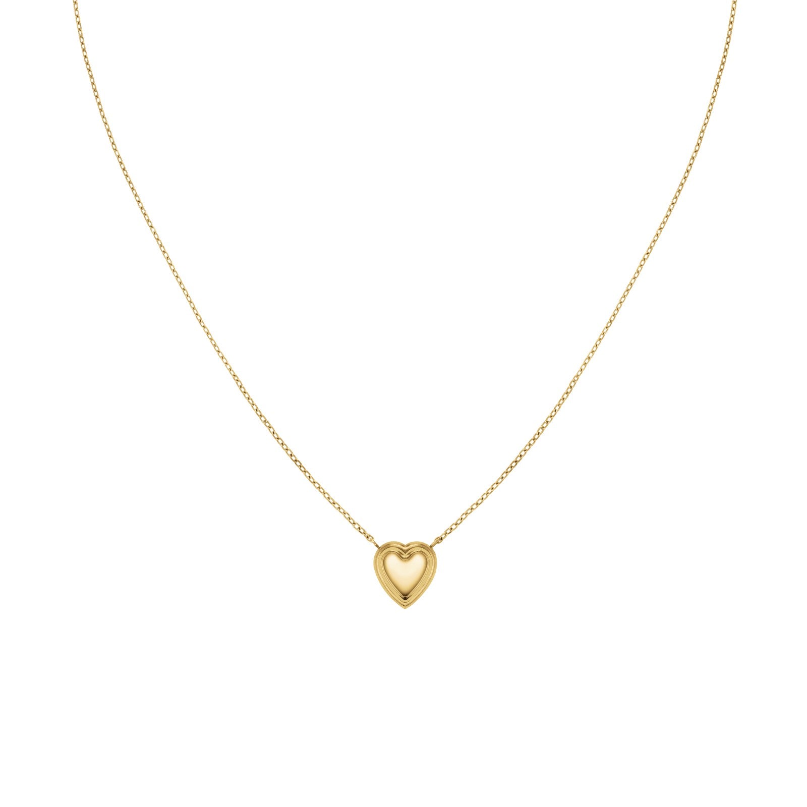 Rosefield Ketting Mini Ridged Puffy Heart JNPHG-J1008 Goudkleurig