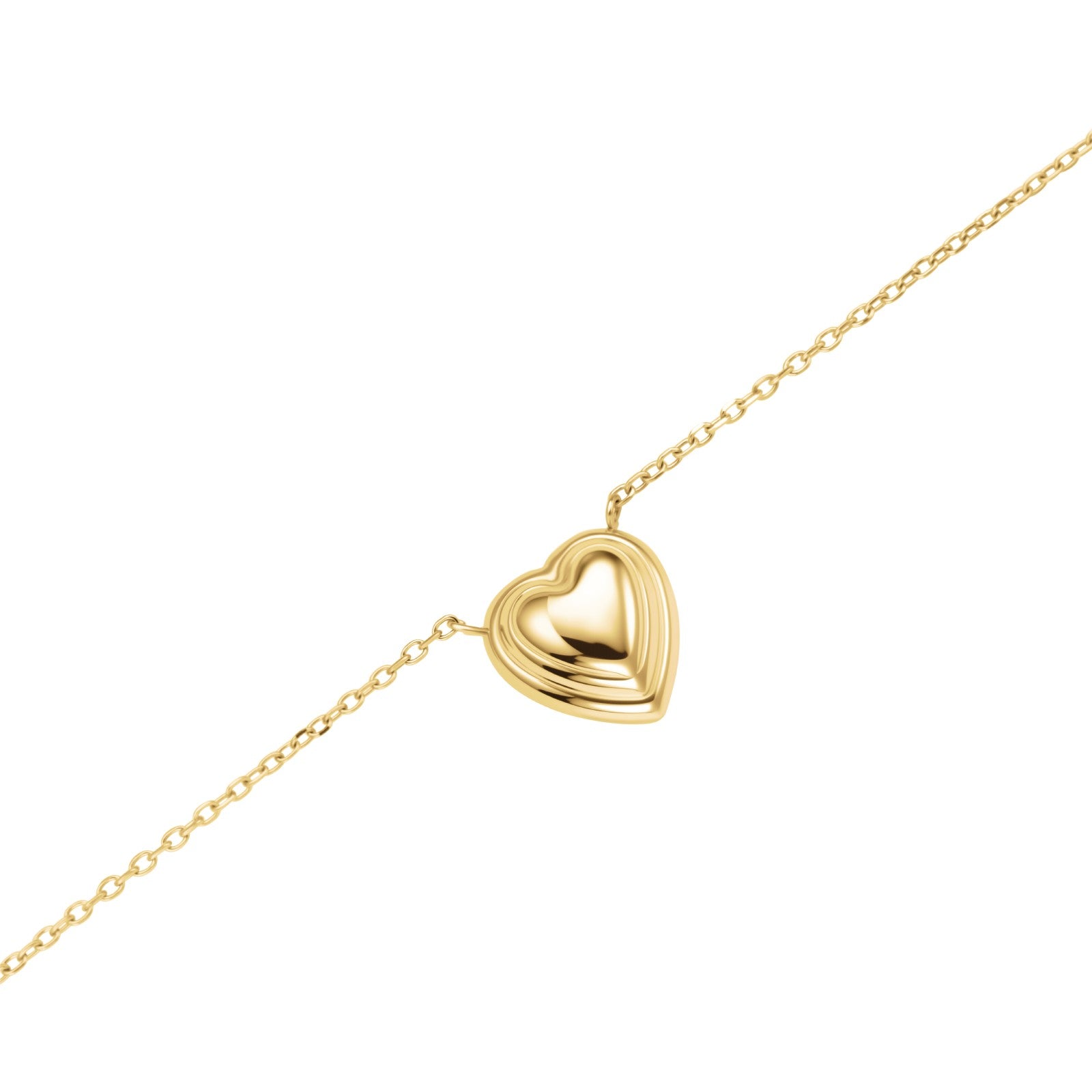 Rosefield Ketting Mini Ridged Puffy Heart JNPHG-J1008 Goudkleurig