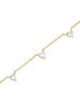 Rosefield Ketting Row of Hearts White Crystals Goudkleurig Verguld 14K Goud Stainless Steel Dames - JNRHG-J1005