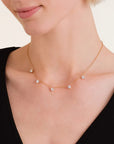 Rosefield Ketting Row of Hearts White Crystals Goudkleurig Verguld 14K Goud Stainless Steel Dames - JNRHG-J1005