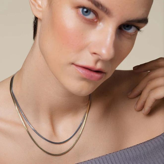 Rosefield Ketting Snake Necklace Duo Tone JNSCD-J676 Duo Tone