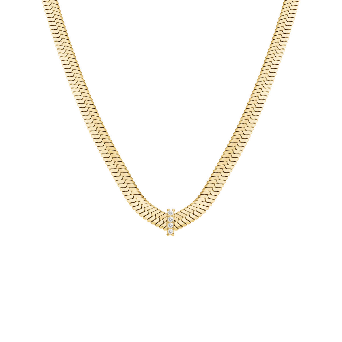 Rosefield Ketting Large Snake Necklace with Crystals JNSCG-J1187 Goudkleurig