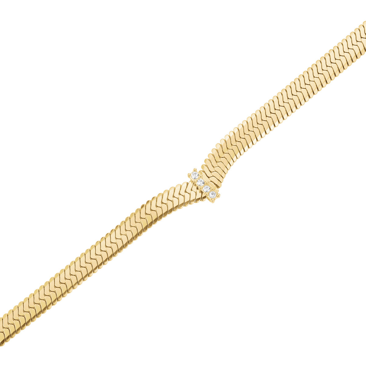 Rosefield Ketting Large Snake Necklace with Crystals JNSCG-J1187 Goudkleurig