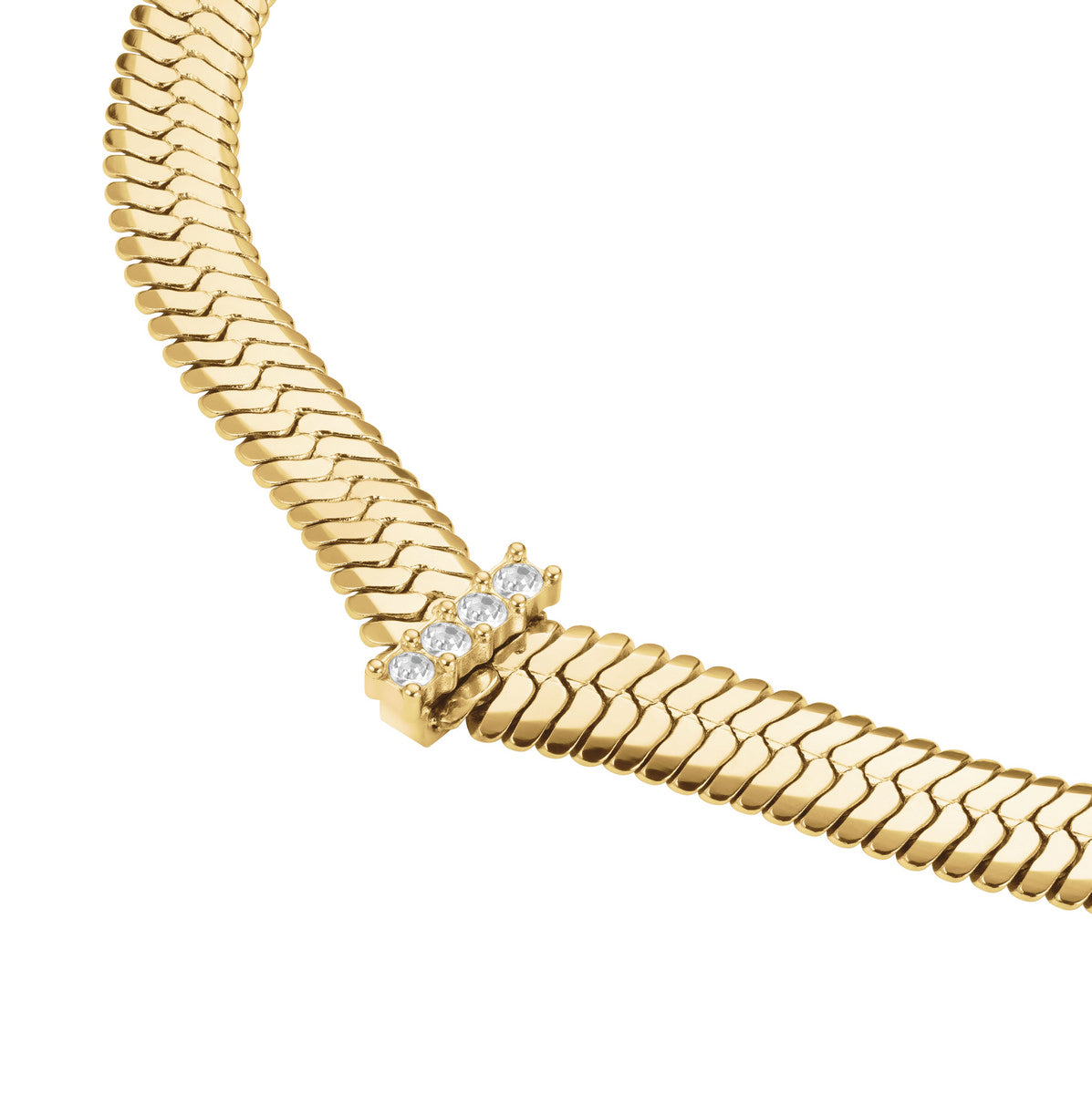 Rosefield Ketting Large Snake Necklace with Crystals JNSCG-J1187 Goudkleurig