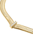 Rosefield Ketting Large Snake with Crystals Goudkleurig Verguld 14K Goud Stainless Steel Dames - JNSCG-J1187