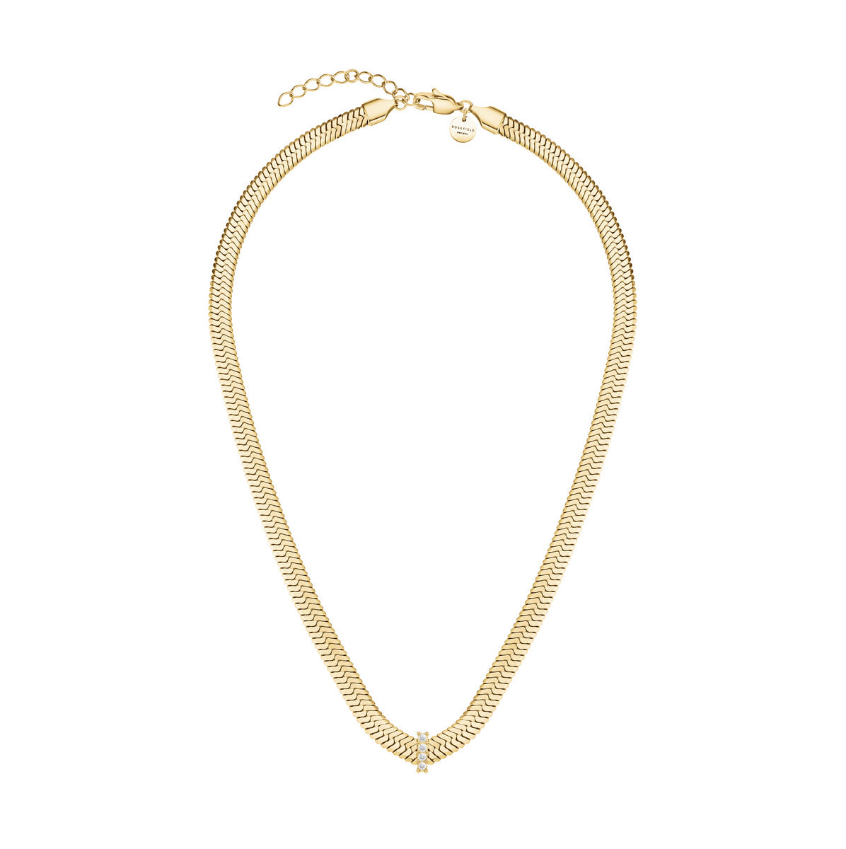 Rosefield Ketting Large Snake Necklace with Crystals JNSCG-J1187 Goudkleurig