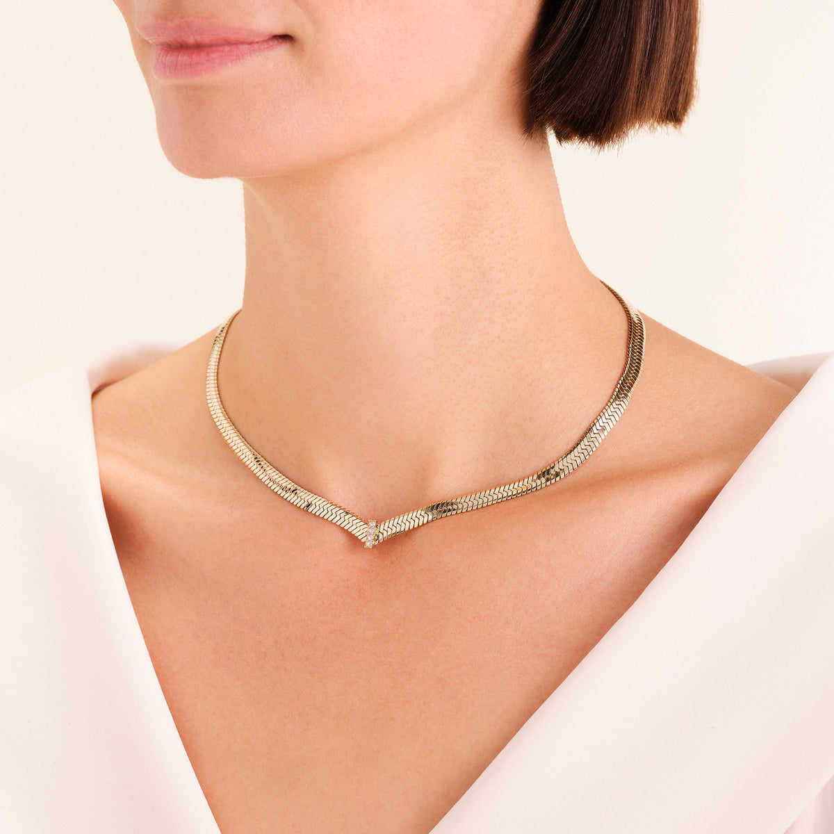 Rosefield Ketting Large Snake Necklace with Crystals JNSCG-J1187 Goudkleurig