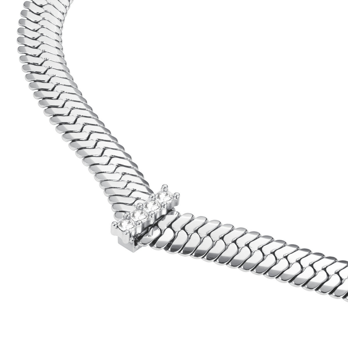 Rosefield Ketting Large Snake Necklace with Crystals JNSCS-J1188 Goudkleurig