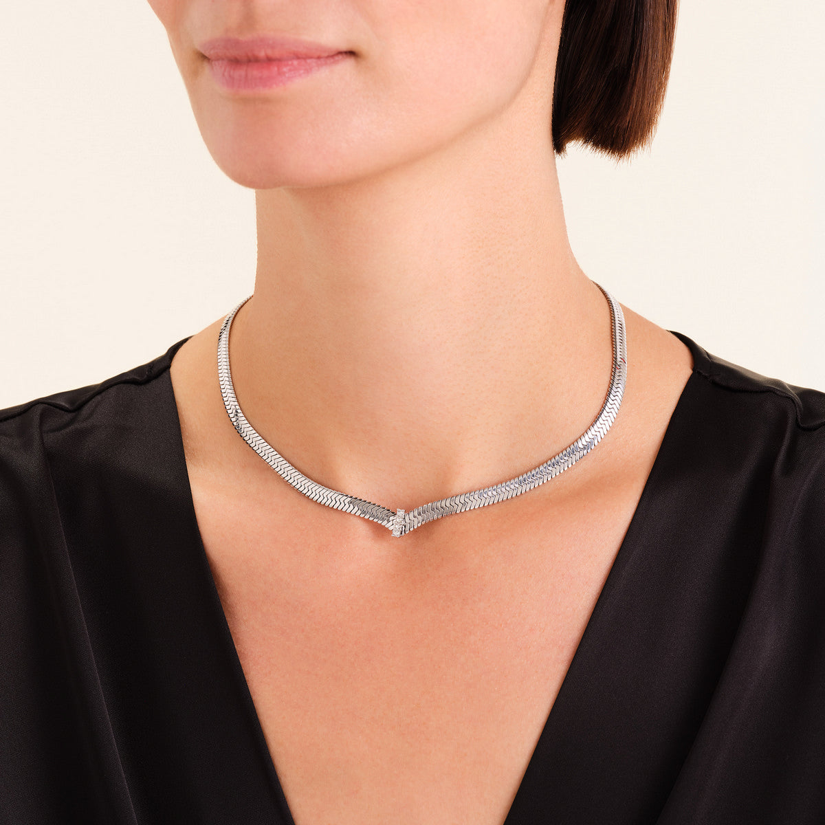 Rosefield Ketting Large Snake Necklace with Crystals JNSCS-J1188 Goudkleurig